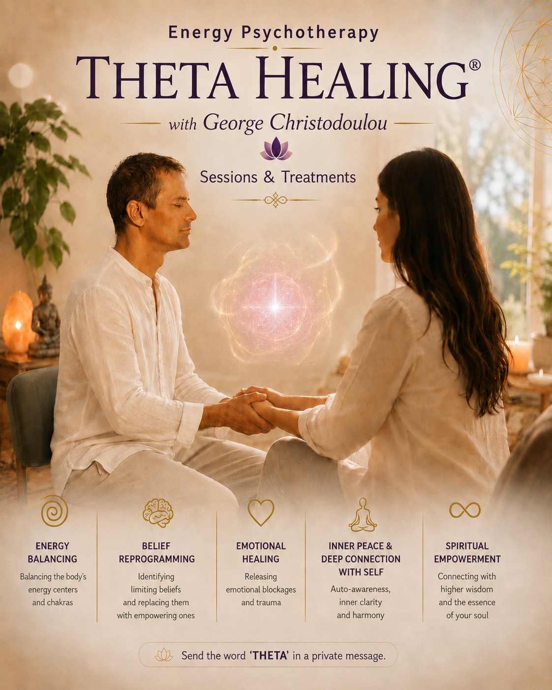 Original Energy Psychotherapy - Theta Healing® poster with George Christodoulou